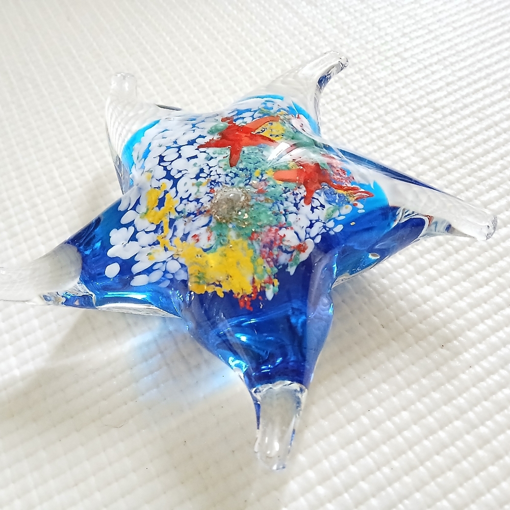 Vintage Millefiorri Glass Paperwieght Star Fish, Murano,5x5, large, quality, min